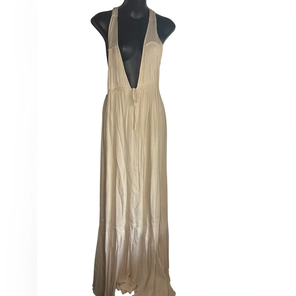 Free People Endless summer showstopper maxi dress size M Cream Textured Detail - Picture 4 of 11